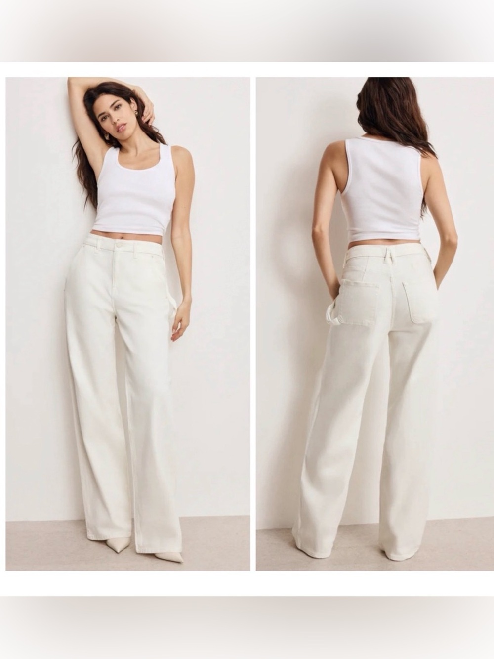Good American Good 90s Relaxed Carpenter Jeans- Cloud White